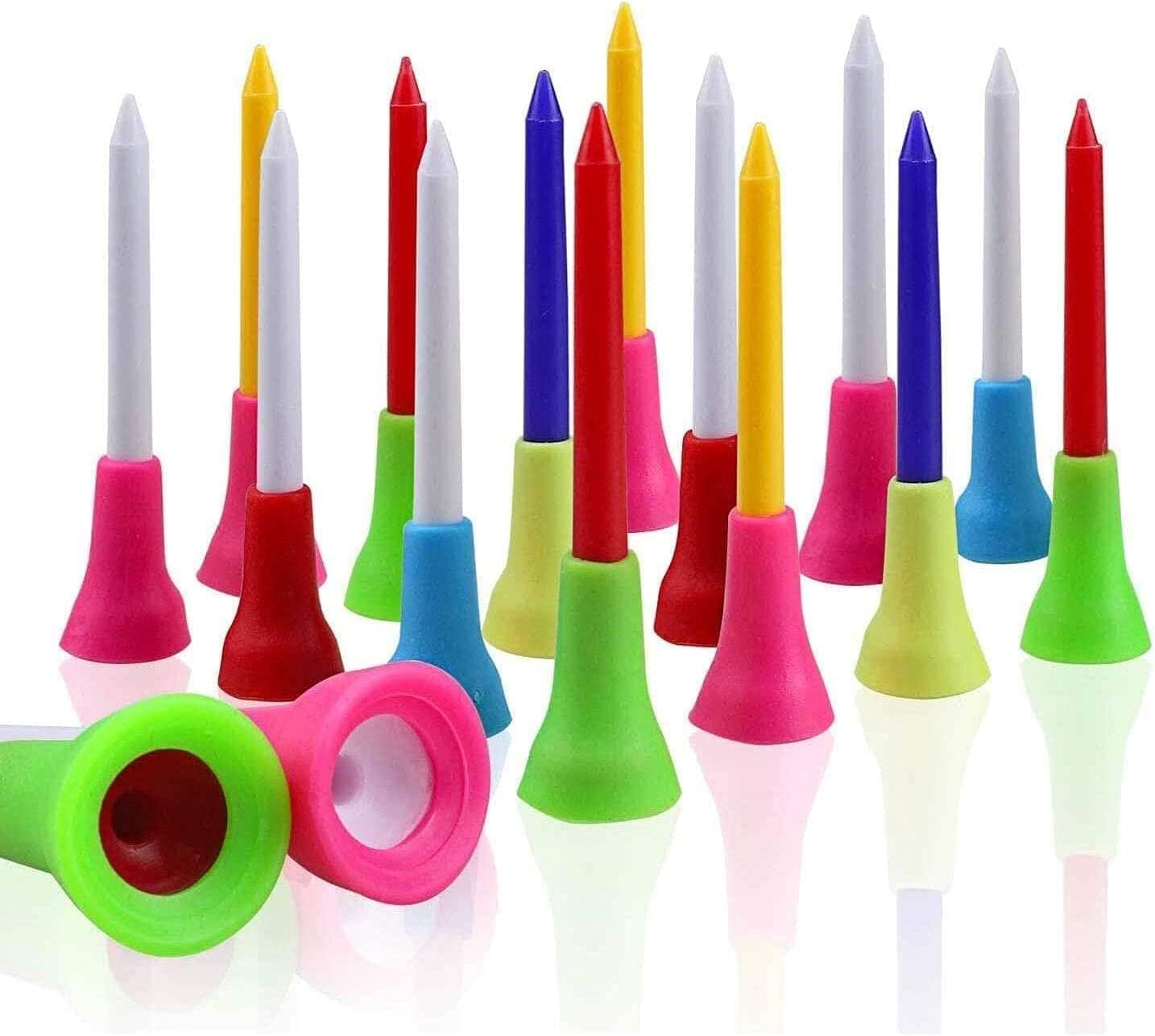 KOFULL Golf Rubber Tees Rubber Golf Tees Cushion Top Plastic Golf Tees Durable Plastic Practice Golf Tee with Rubber Head 50 PCS (70mm-2 3/4 inch)