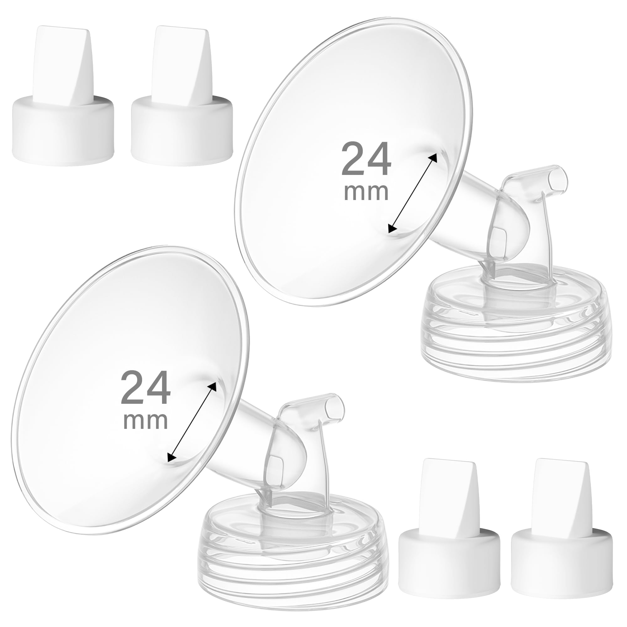 Photo 1 of GOTOCUT 24mm Breast Pump Flanges, Duckbill Valves, Compatible with Spectra S1/S2/9Plus/Synergy Gold, Motif Luna, Wide-Mouth Bottle Fit, Breast Pump Accessories