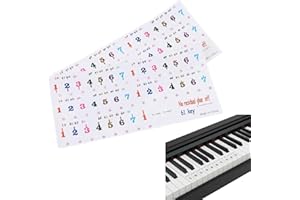 SUPVOX Piano Keyboard Stickers for 61 Keys Transparent Colorful Numbered Decals Easy to Apply and Remove Adhesive Learning Tool for Beginner Kids and Adults