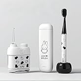 MIPOW x Miffy Brush GO i4 Electric Toothbrush & Mini Water Flosser Combo - Slim Rechargeable, Ceramic Dock, Travel Case, IPX7