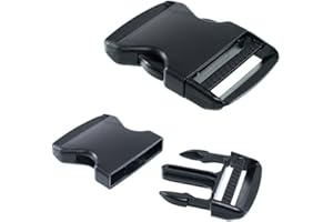 2 Inch Thick Military Grade Black Plastic Buckles - Quick Side Release Clips No Sewing - Adjustable Snaps Heavy Duty Replacem