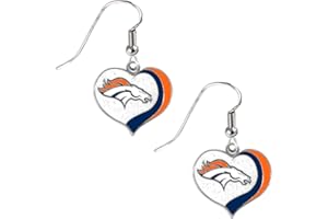 AMINCO Pro Specialties Group, Inc NFL Denver Broncos Denver Broncos Earrings Glitter Heart, Blue, Small, Pro Specialties Group, IncLS0266114