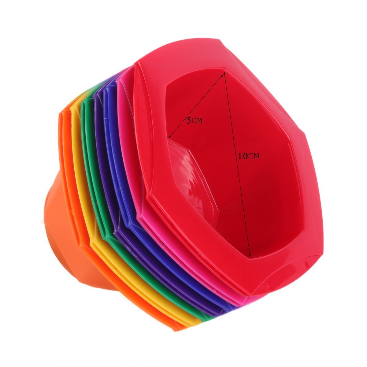 Small Hair Coloring Dye Mixing Tint Bowls and Brush Kit - Set of 7 Different Rainbow Color : Beauty