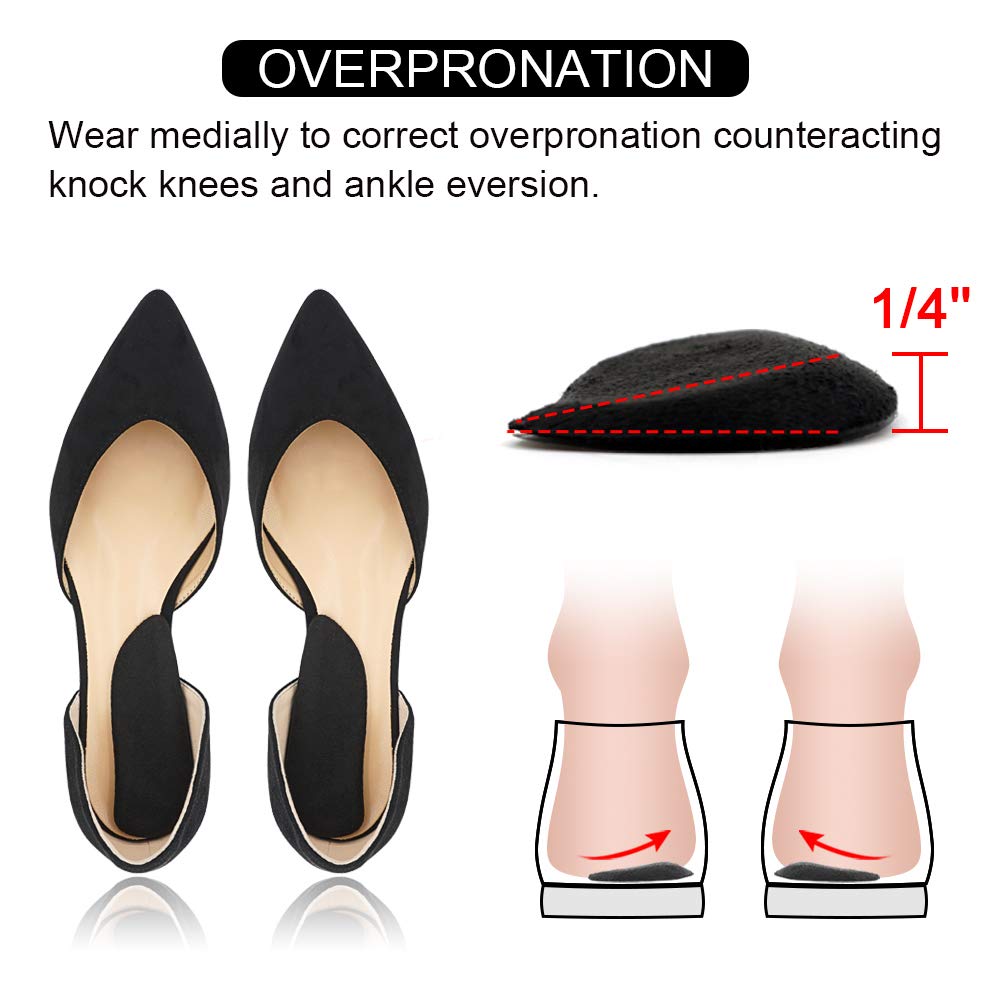 SQHT Orthotics Medial & Lateral Heel Wedge Silicone Insoles for Supination and Pronation, Corrective Adhesive Gel Shoe Inserts for Bow Legs, Foot Alignment, Knock Knee Pain (Transparent+Brown+Black)