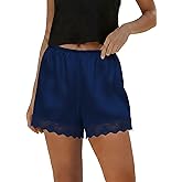 Micoson Womens Satin Lace Shorts Y2k Lounge Pajama Shorts with Pockets Low Rise Comfy Casual Micro Mini Bottoms