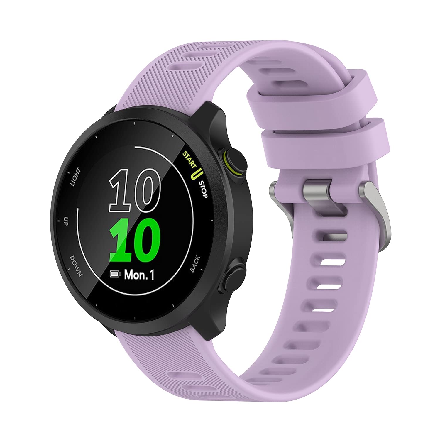 Wownadu 20mm Watch Strap Compatible for Garmin Forerunner 55/245 /165/645, Replacement Silicone Straps Lilac Waterproof Sport Band for Women Men, Accessories (No Watch)