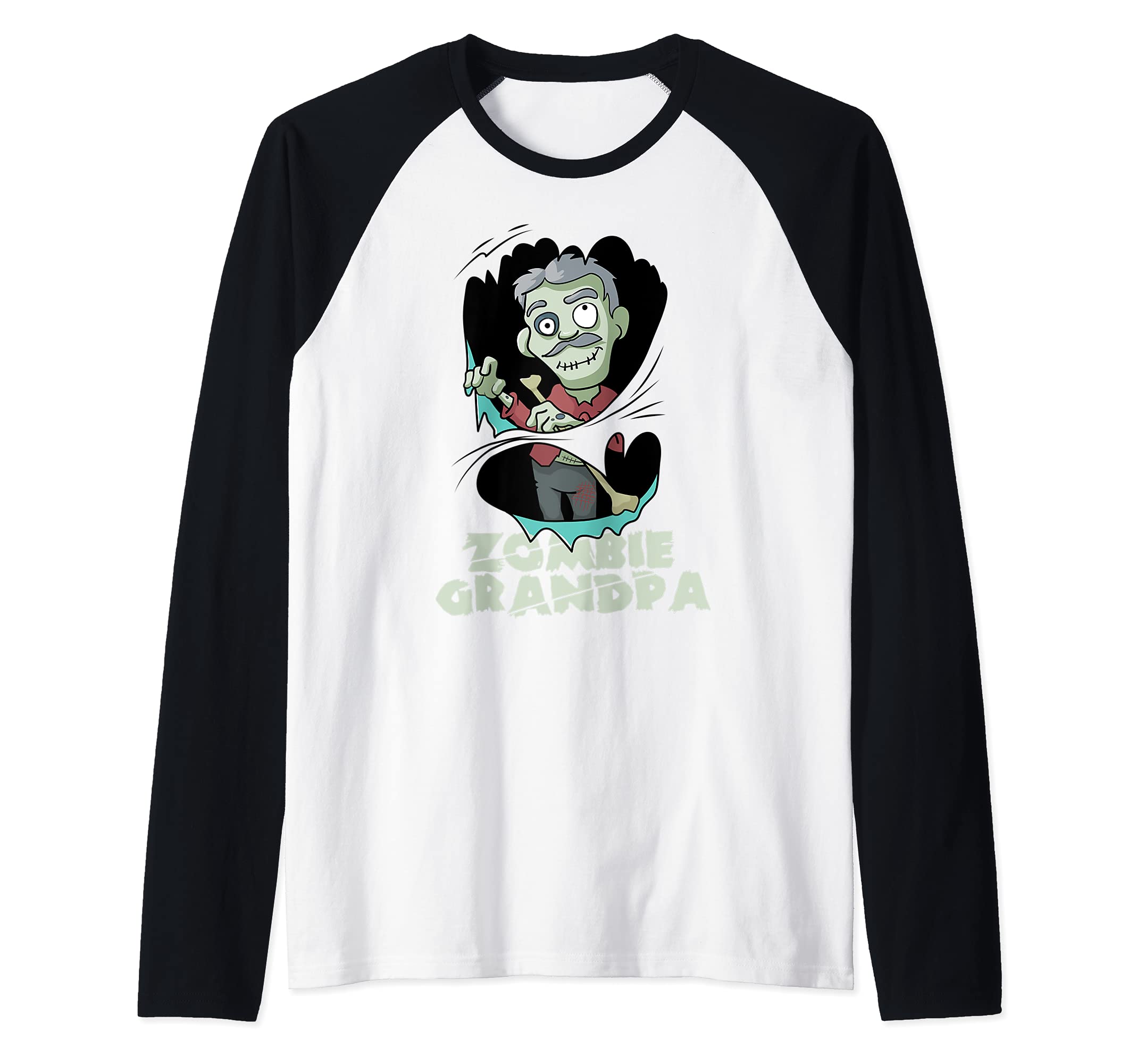 Zombie Grandpa Family Halloween Costume Tee Raglan Baseball Tee