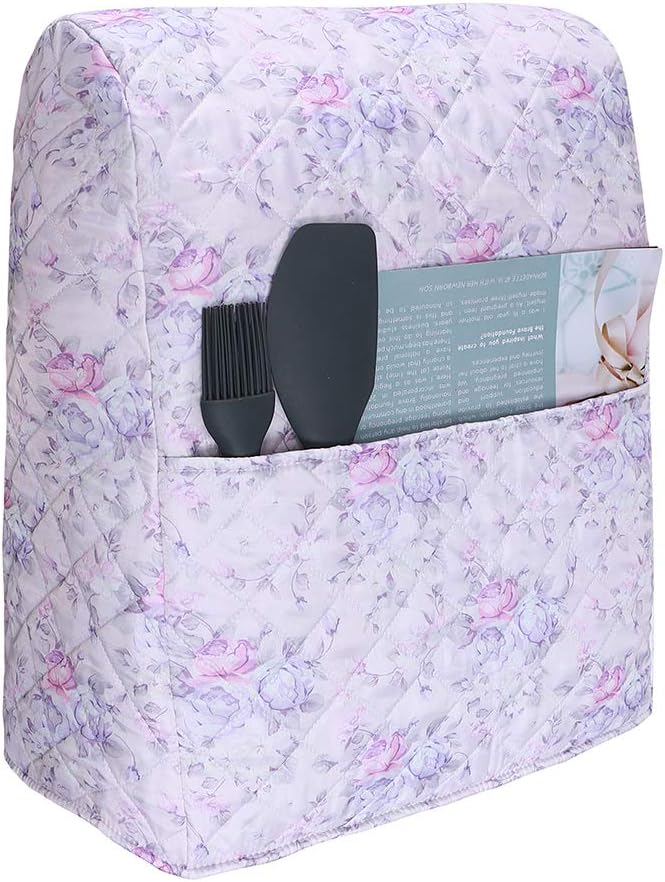 Kitchen Aid Mixer Cover, Compatible with 4.5-6 Quart Kitchenaid Mixers,Dust-proof Organizer Quilted Kitchen Mixer Protector, Stand Mixer Covers Fits All Tilt Head & Bowl Lift (Purple Floral)