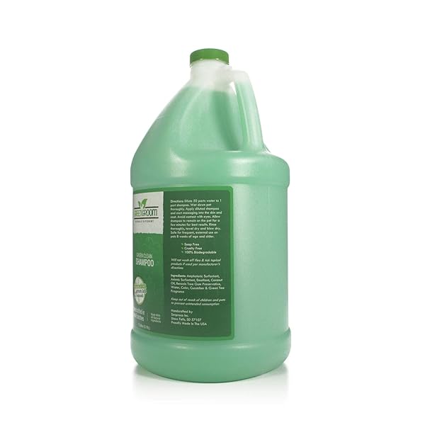 GREEN GROOM GREEN CLEAN DOG SHAMPOO, 1 GALLON – PLANT BASED INGREDIENTS, 50:1 CONCENTRATED, MOISTURIZES DRY ITCHY SENSITIVE SKIN, ANTIOXIDANT RICH, PROFESSIONAL GRADE
