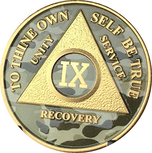 9 Year AA Medallion Camo Gold Plated Anniversary Chip Camouflage Color