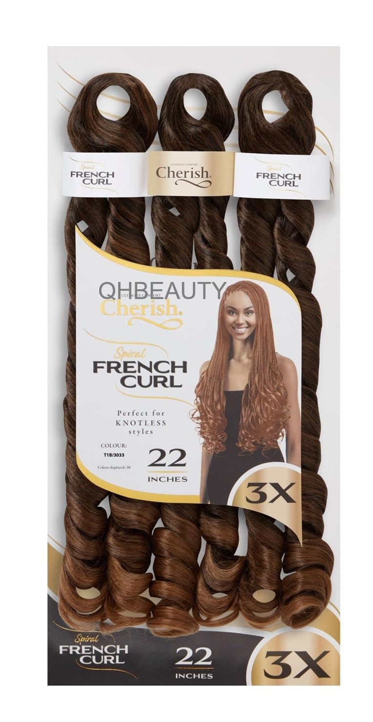CHERISH SYNTHETIC CURLY BOUNCY HAIR EXTENSION BRAID - 3 x SPIRAL FRENCH CURL 22 (COLOR T1B/3033)