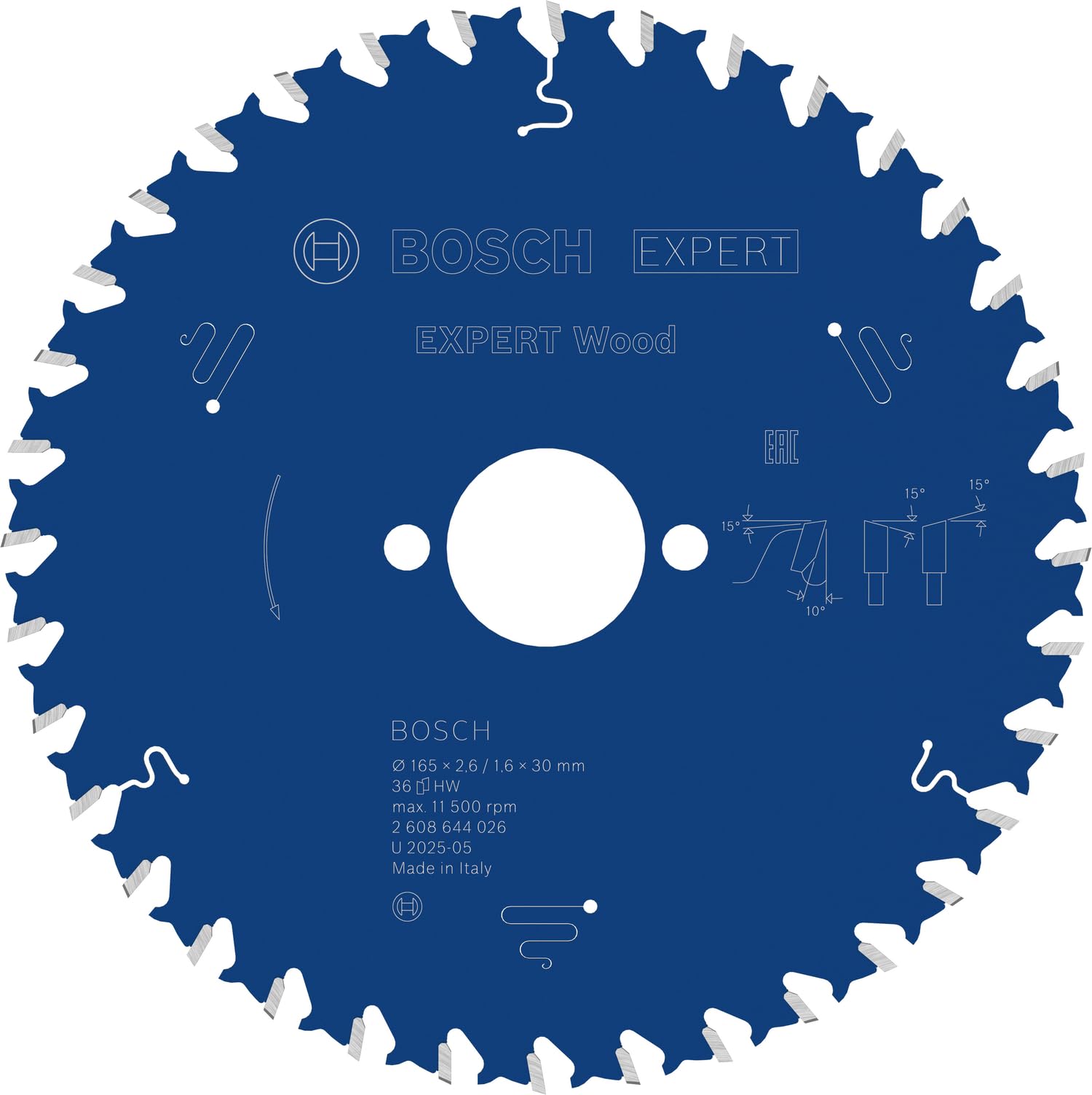 Bosch 1x EXPERT Wood Corded Circular Saw Blade for Handheld Circular Saw (for Softwood, Hardwood, Ø mm, Professional Accessory Hand-Held Corded Circular Saws)