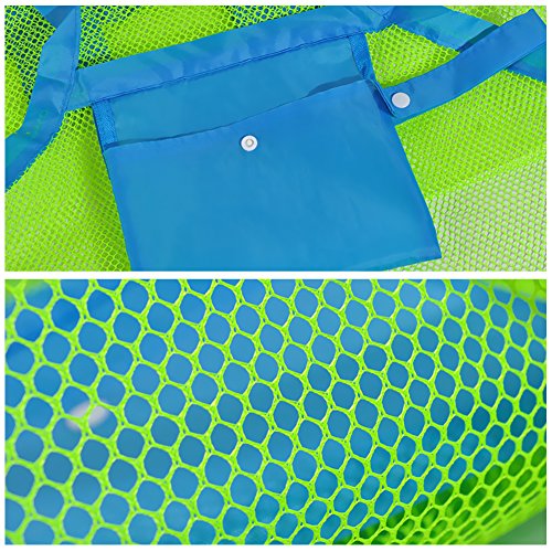 Hibery 2 Pack Mesh Beach Bag Tote, Sand Beach Toy Bag Shell Bags Away from Sand or Water for Holding Children's Toys, Swimming Equipment Storage & Other Beach Items (Large & Small Size) - Thumbnail 3