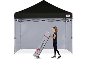 MASTERCANOPY Ez Pop-up Canopy Tent 8x8 Commercial Instant Canopies with 4 Removable Side Walls and Roller Bag, Bonus 4 SandBa