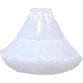 FOLOBE Women's Knee Length 50s Soft Puffy Tutu Skirts Ballet Costume Tulle Underskirts Knee Length Petticoat Skirt for Women
