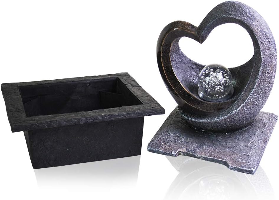 Ferrisland Tabletop Water Garden Zen Fountain with LED Light, Fountain Fengshui Indoor Decoration – Zen Meditation Tabletop Decorative Waterfall Kit with Submersible Pump for Office and Home Decor: Home & Kitchen