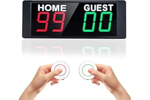 YZ Portable Electronic Scoreboard with 2 Button Control, Digital Scoreboard with Remote, Digital Cornhole Score Keeper, 12/24H Clock/Countdown Timer/Buzzer, Indoor&Outdoor Games