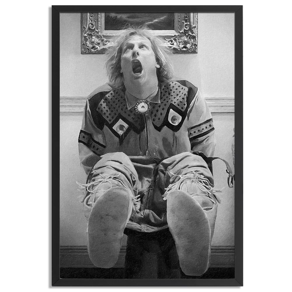 Photo 1 of Quarut Black Framed Funny Movie Bathroom Wall Art - Humor Black And White Dumb And Dumber Poster - Canvas Prints For Hanging To Bathroom Toilet