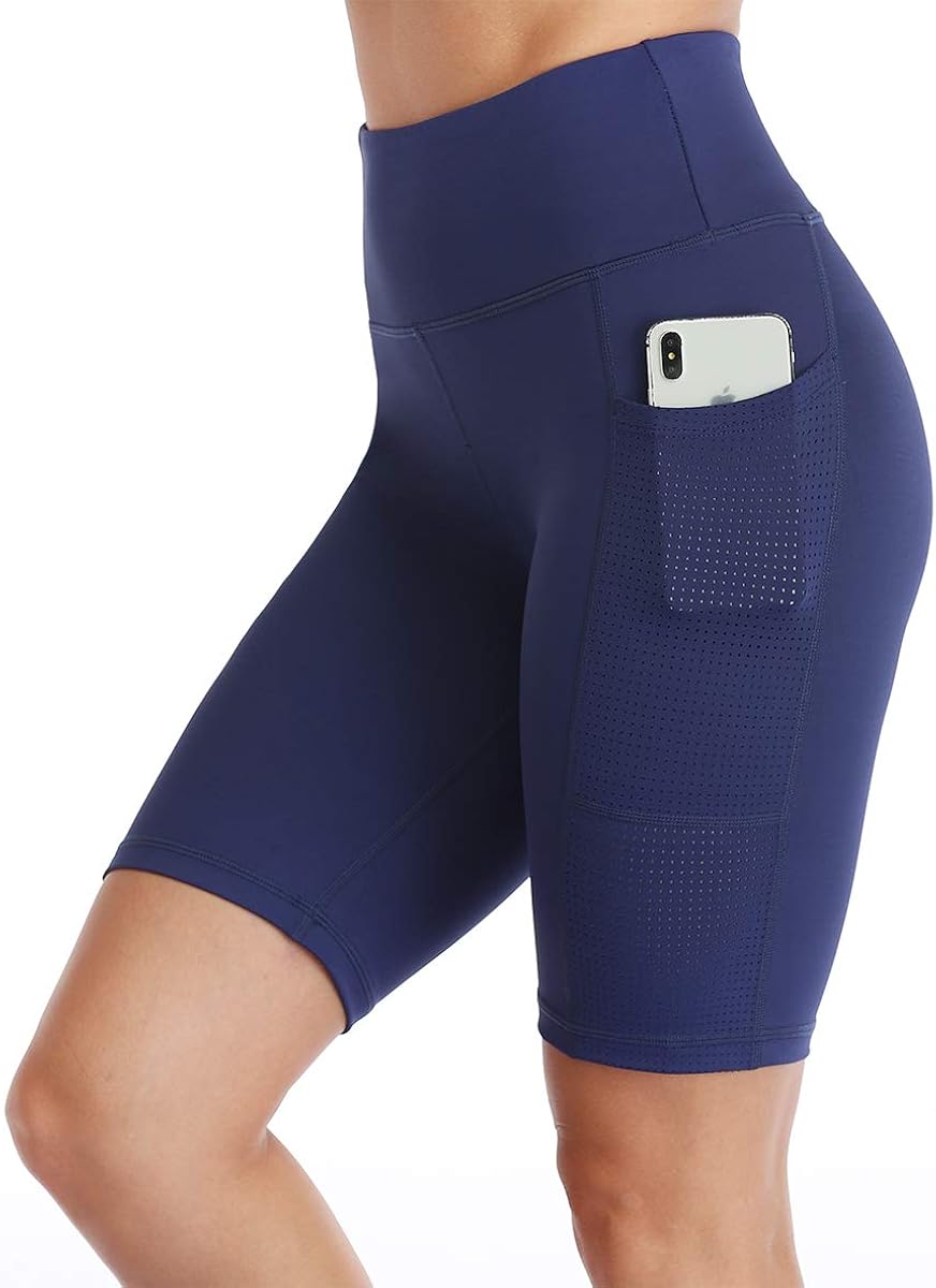 UURUN Yoga Shorts for Women Workout Shorts Tummy Control Athletic Running Biker Shorts with Pockets 3"/8": Clothing