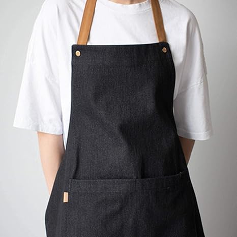 Amazon グレーブラックブルーデニムクッキングエプロンバリスタバーテンダーパティシエ ユニフォームレストランビストロホテルフローリストガーデナーワークウェア エプロン オンライン通販