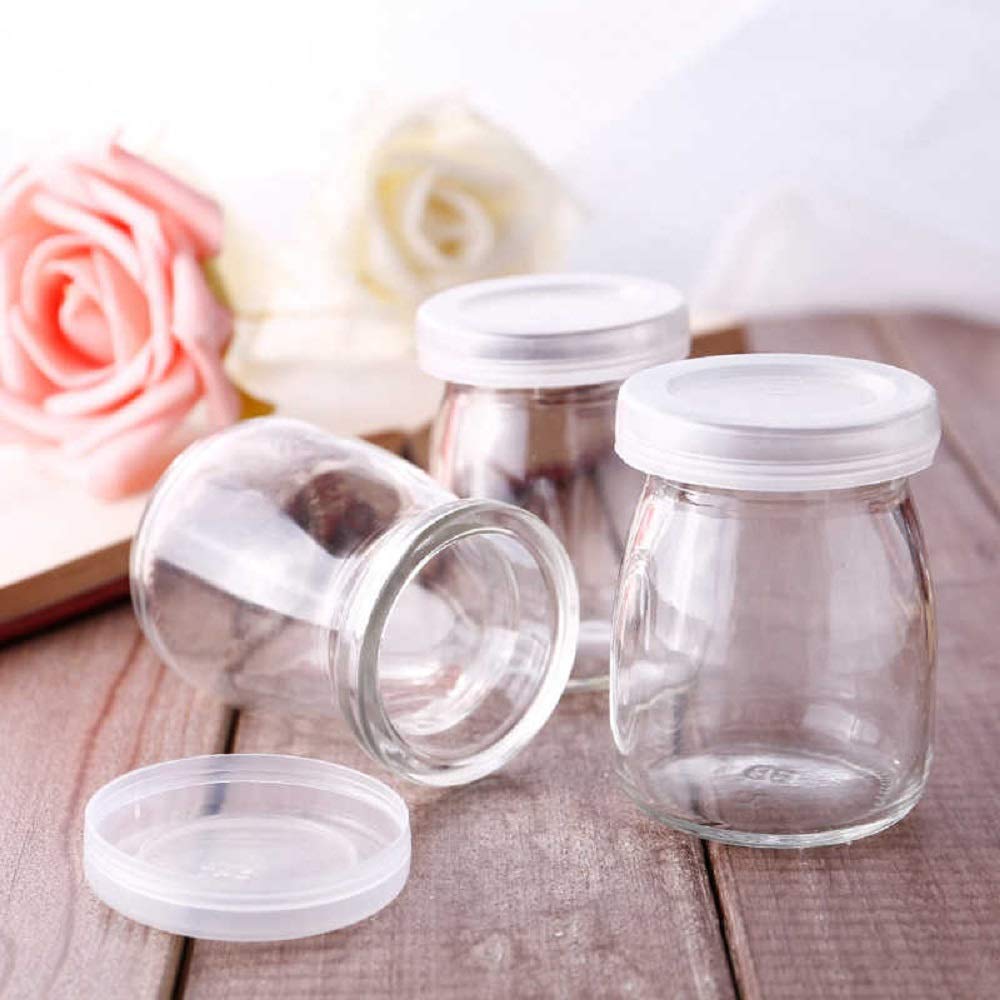 Buy Brezzycloud Glass Jars For Yogurt, Set of 3 Clear Pudding Jar With