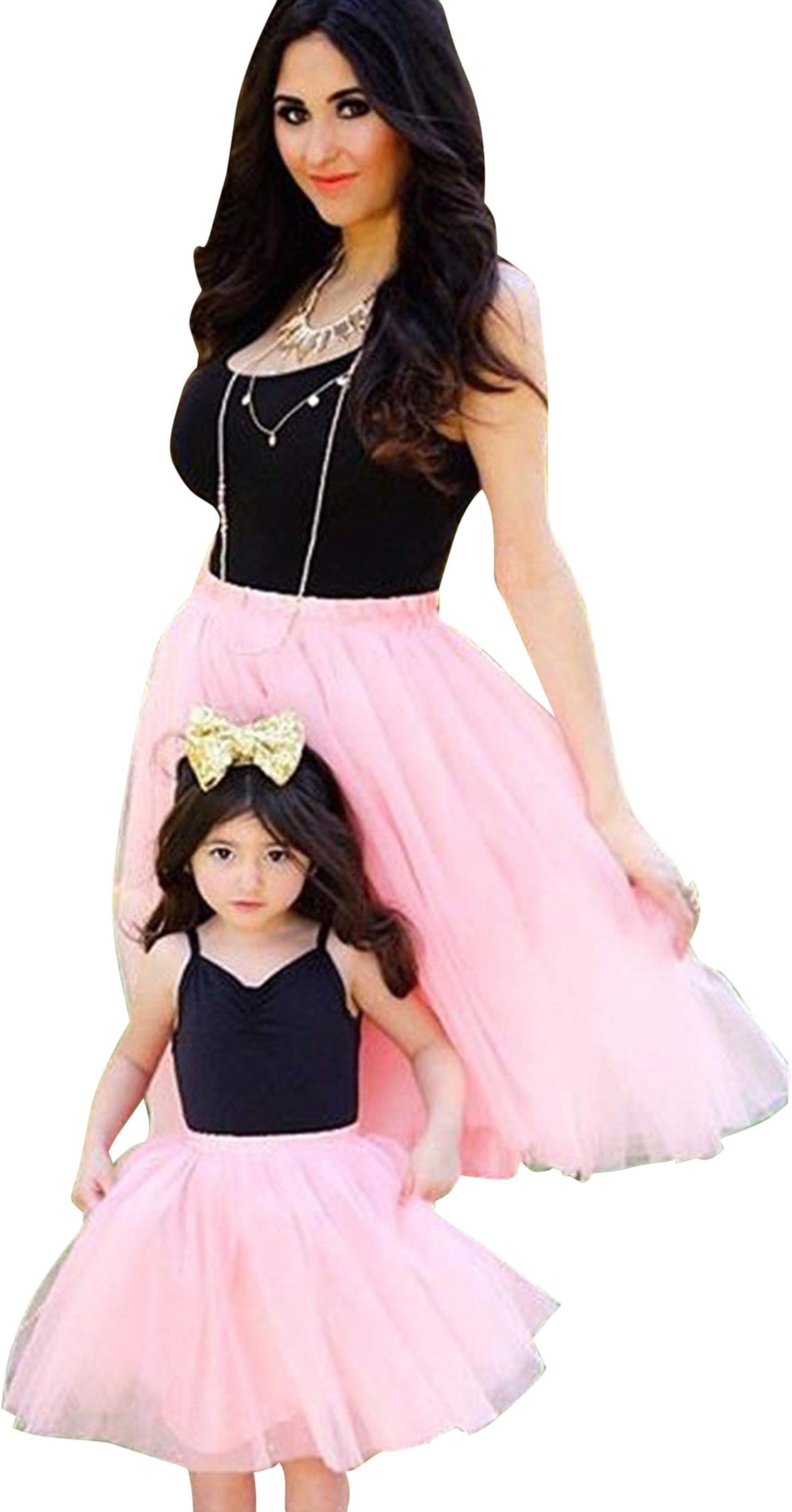 Family Matching Lace Tutu Dress Mommy and Me Sleeveless Knee Length Midi Dress Summer Outfits