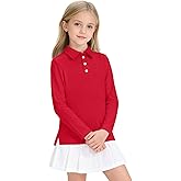 NUMYEAN Girls Uniform Shirts Long Sleeve Polo Shirt for Girls School Uniform Shirts Size 5-14 Years