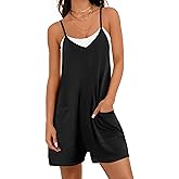 Buauty Women's Casual Rompers Summer Sleeveless Jumpsuits Loose Spaghetti Strap Shorts Overalls Trendy Outfits With Pockets