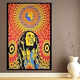 ModTradIndia-Bob Marley Tapestry, Indian Hippie Wall Hanging , Bohemian Bedspread, Mandala Cotton Dorm Decor Beach Blanket
