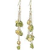 TUMBEELLUWA Natural Chips Stone Drop Dangle Earrings Healing Crystal Hook Eardrops Jewelry Gift for Women