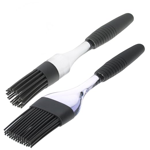 Premium Silikon Pinsel mit gratis ebook Grillpinsel - BBQ Pinsel - Backpinsel (2 er Set) großer flacher und kleiner runder Si