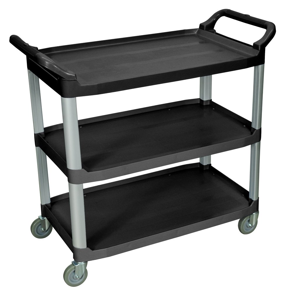 Luxor Home Office Large Multipurpose Three Shelves Serving Cart, Black