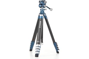 Benro CyanBird Carbon-Fiber Travel Tripod Kit w/ FS20PRO 2-in-1 Pan/Tilt Head – 60″ Max, 17″ Folded, 9.9 lb Load – Premium Support for Photo & Video (TCBC15FS20PROC)