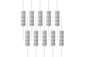 FOCMKEAS 10 PCS 1.5K Ohm Resistor Axial Lead, 5W 5% Tolerance Metal Oxide Film Resistor, Flame Proof for DIY Electronic, Audi
