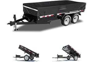 FGENKI 5x10 Utility Trailer Cover, 600D Waterproof Windproof Heavy Duty Black Dump Trailer Cover