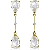 Galaxy Gold GG 14K Gold Natural Pear-shaped White Topaz Stud Drop Dangle Earrings