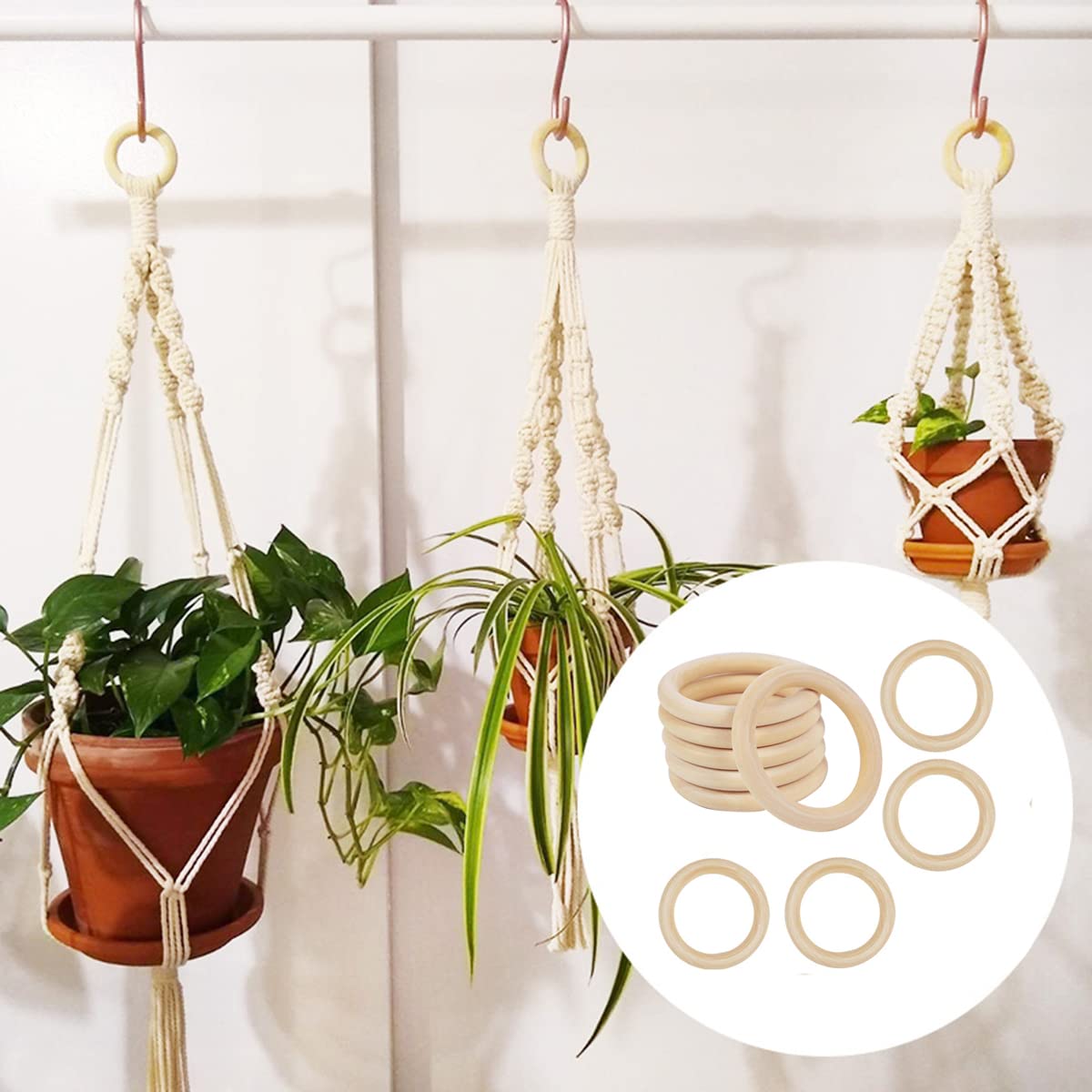 10 PCS 100mm Unfinished Wooden Rings for Craft, 4 inch Diameter Nature Solid Wood Rings for DIY Crafts Without Paint, Macrame Wooden Rings for Ring Pendant and Connectors Jewelry Making