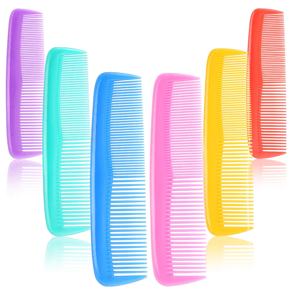 Yorgewd 12 Pieces Hair Combs Set for Women Men 5 Inch Pocket Fine Tooth Hair Comb Unbreakable Plastic, 6 Assorted Colour (12 Pieces)