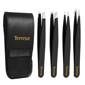 Eyebrow Tweezers Terresa 4 Pack Stainless Steel Slant Tweezer Set And Pointed Hair Removal Tweezers Precision Tweezers For Ingrown Hair Eyebrows
