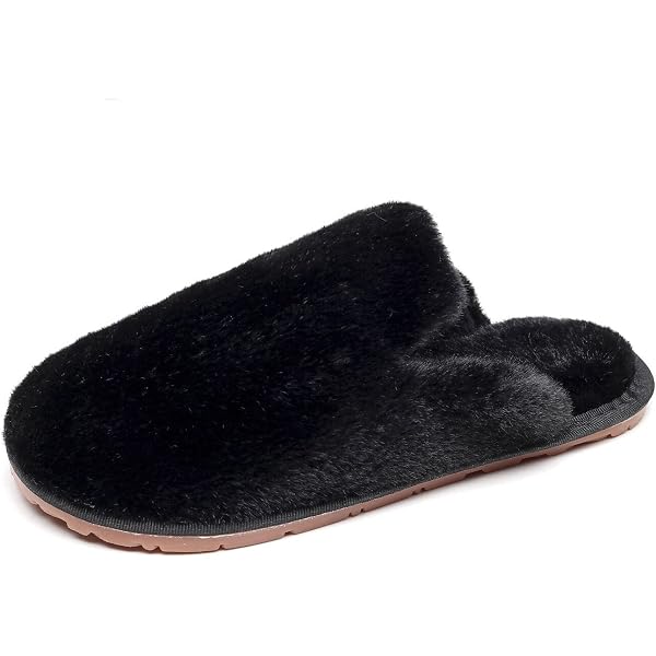Fericzot Women's Fuzzy Fluffy Fur Slippers - Memory Foam Slides For Indoor/Outdoor (Warm & Anti-Slip)
