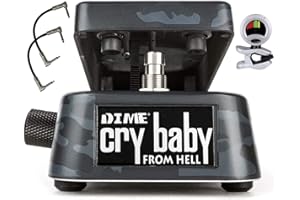 Briskdrop Dunlop DB01B Dime Crybaby From Hell Wah Pedal with 2 Patch Cables and Snark Tuner (db01b-snark)