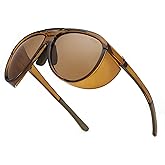 FEISEDY Polarized Aviator Sunglasses Men Women Oversized Round Steampunk Sunglasses Side Shield Goggles B0095