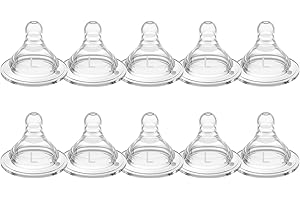 TOVVILD Silicone Replacement Nipple, Fast Flow Nipples for Wide Neck Bottles, 6+ Months, 10 Count