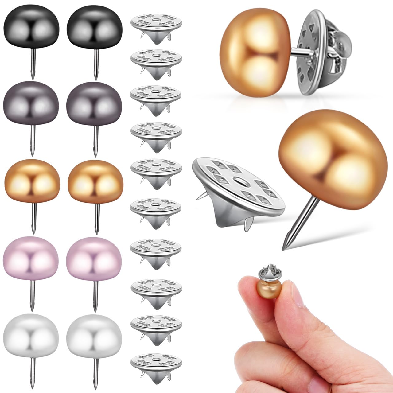 Tofficu 25Pcs Anti Exposure Brooch Pins for Women Clothes Pearl-Like Button Clips for Shirts Skirts Cardigans Secure Modesty Cover up Buttons Elegant Accessories