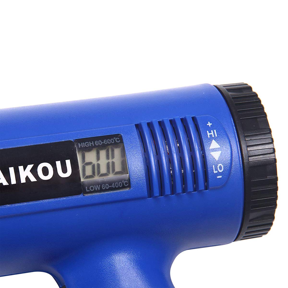 Pistola ad Aria Calda, 1800 W, Temperatura Regolabile in Continuo da 60° C a 600° C inclus LCD e 4 Pz Resistente al Calore Ugelli