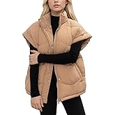 MOMOSTAY Women's Oversized Puffer Vest Zip Up Winter Casual Warm Lightweight Sleeveless Padded Jackets