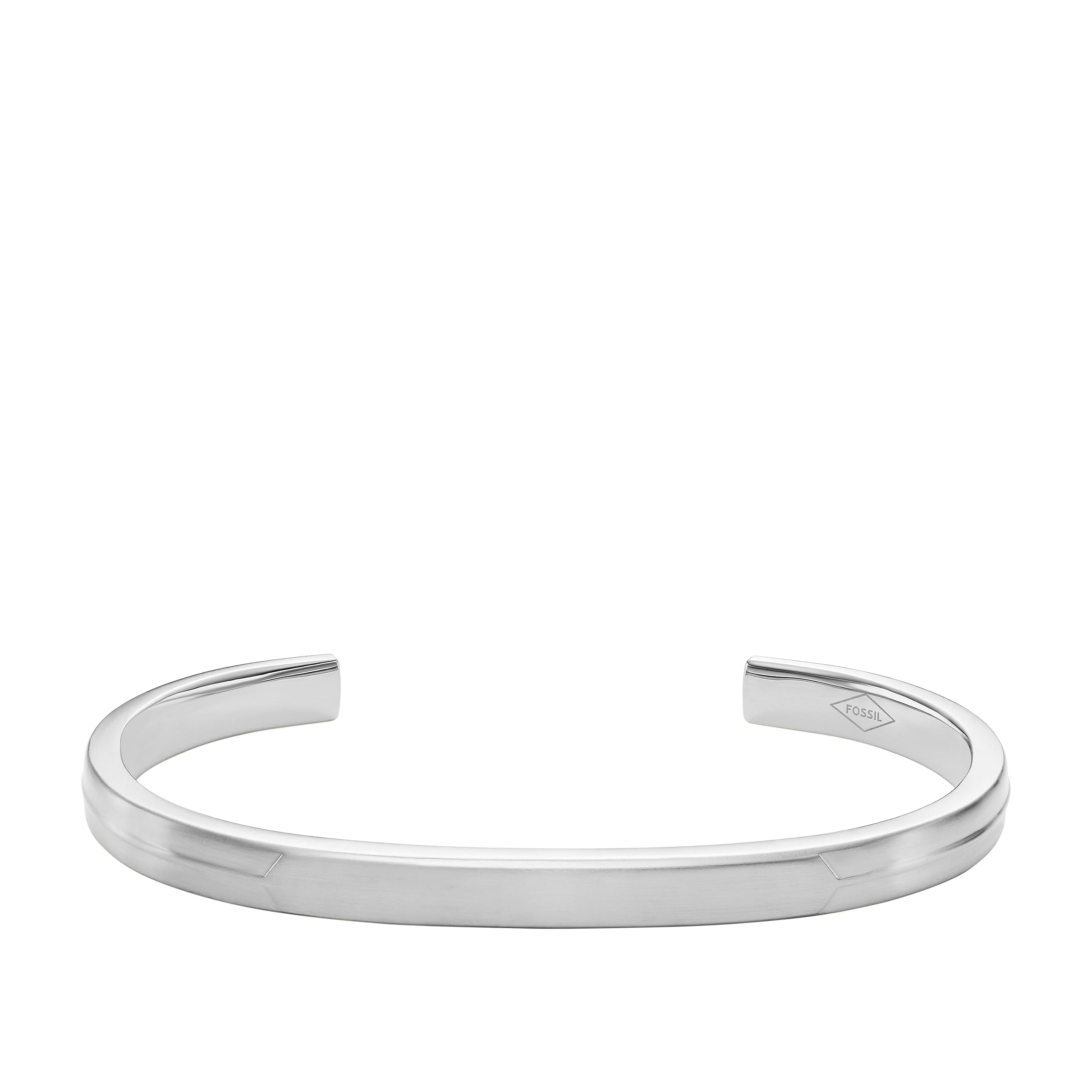 Fossil Men’s Stainless Steel Silver-Tone Smooth Cuff Bracelet, Color: Silver (Model: JF04558040)