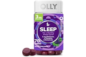 OLLY Sleep Gummy, Occasional Sleep Support, 3 mg Melatonin, L-Theanine, Chamomile, Lemon Balm, Sleep Aid, Blackberry - 70 Count