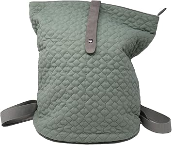 grey quilted backpack