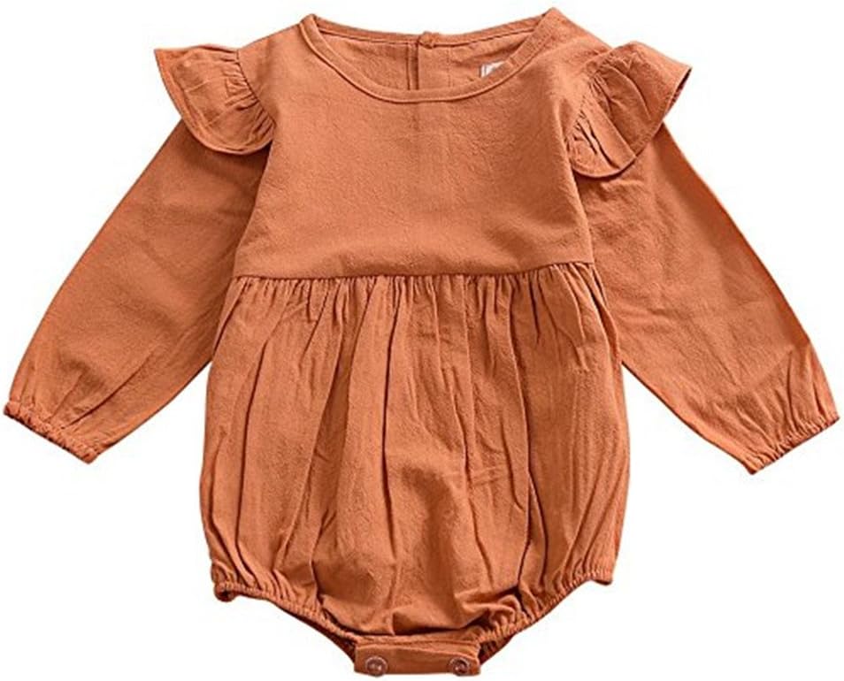 voqoomkl Infant Romper Baby Girl Twins Outfit Long Sleeve Ruffle Bodysuit